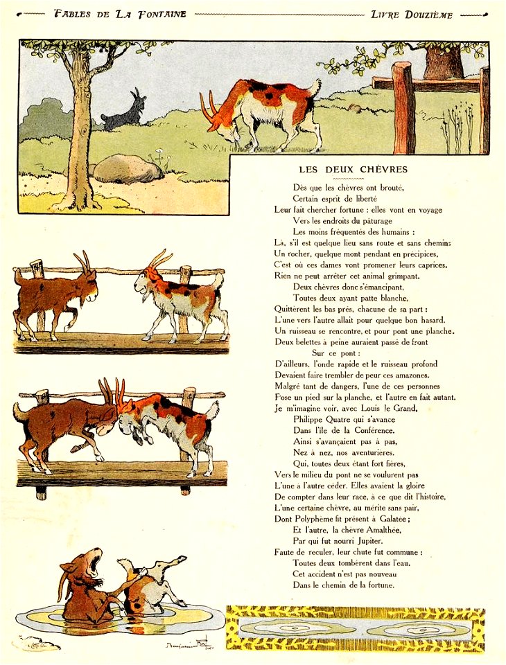 Rabier - Fables de La Fontaine - Les Deux Chèvres