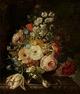 Rachel Ruysch - Bouquet of flowers in a glass vase