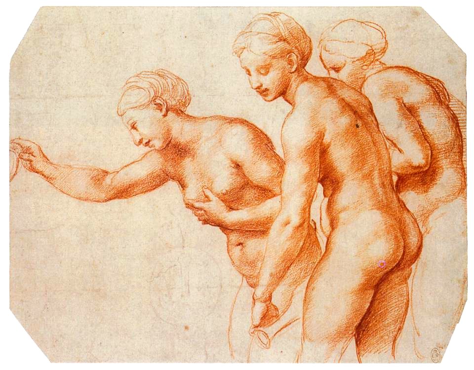 Raffaello, studio per le tre grazie della farnesina