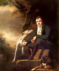 Henry Raeburn - Portrait of Sir Walter Scott and his dogs. Free illustration for personal and commercial use.