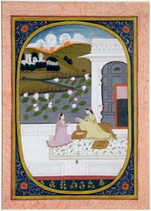 Radha looks at the picture of Krishna (6124593657)