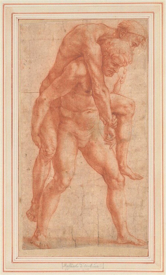 Raffaello - Junger Mann, einen Alten auf dem Rücken tragend (Aeneas und Anchises) (Studie für den Borgobrand, Stanza dell' Incendio, Vatikan), 4881