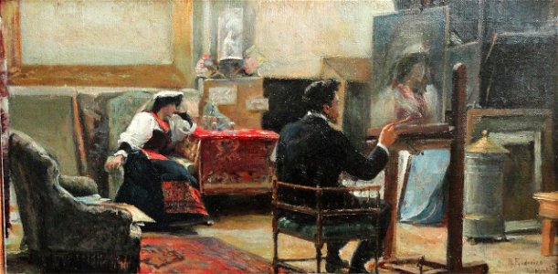 Rafael Frederico - Interior de Ateliê, 1898. Free illustration for personal and commercial use.