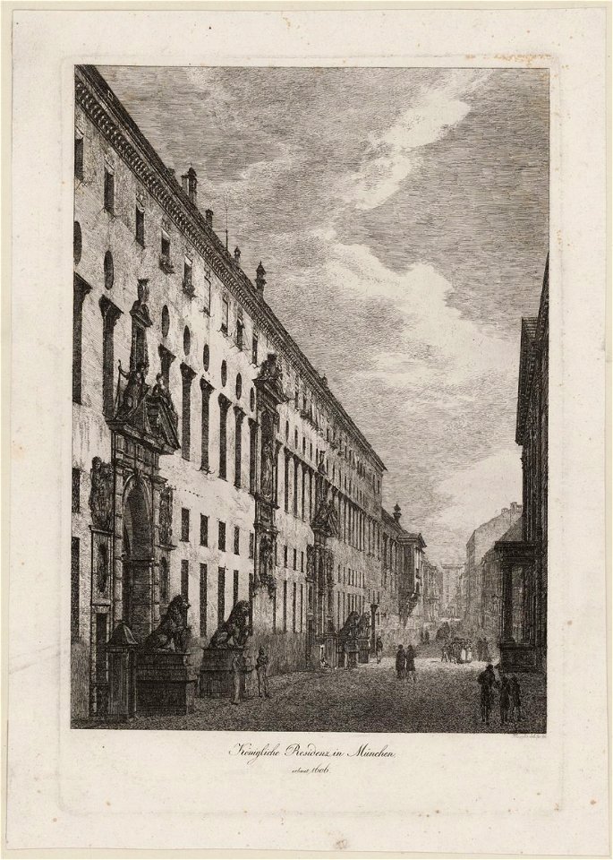Radierungung - Residenz München - Domenico Quaglio - um 1811