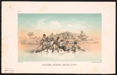 Rafting across Grand River - G.H. Heap del. ; P.S. Duval & Co. lith. Phila. LCCN2014648357