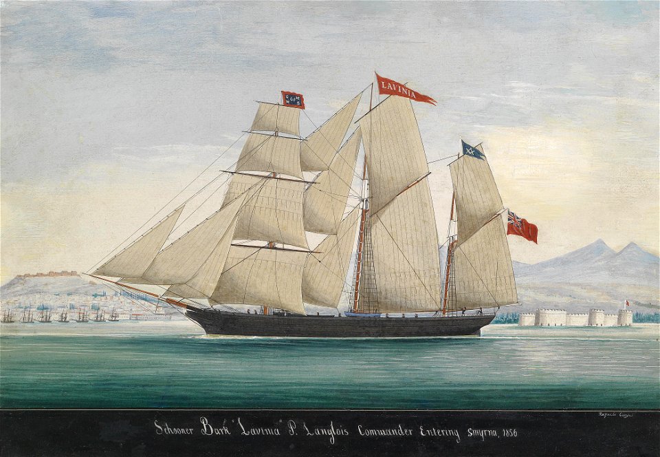 Raffaelo Corsini Schooner Bark Lavinia entering Smyrna 1856