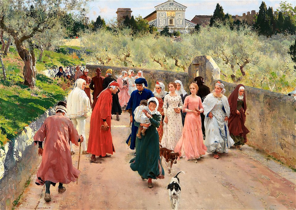 Raffaello Sorbi - L'incontro di Dante e Beatrice