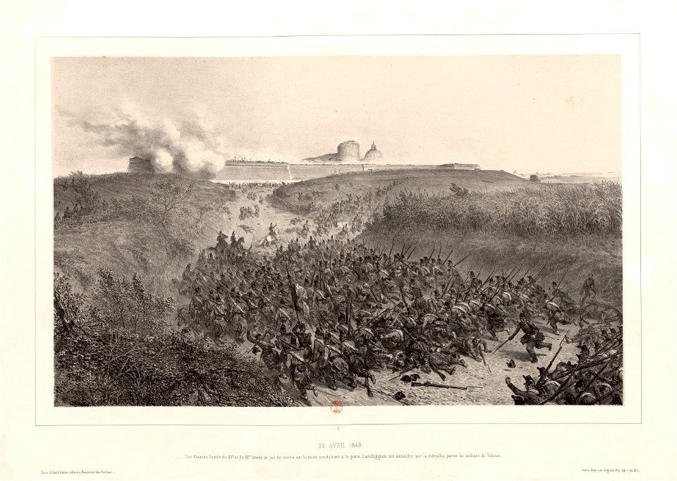 Raffet - Le corps expéditionnaire français attaque la République romaine, 30 avril 1849