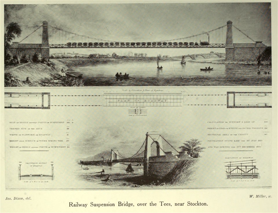 Railway suspension bridge over the Tees near Stockton