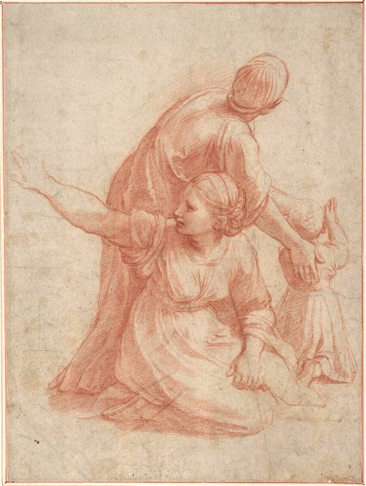 Raffaello - Zwei Frauen mit einem Kind (Studie für den Borgobrand, Stanza dell' Incendio, Vatikan), 4878