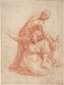 Raffaello - Zwei Frauen mit einem Kind (Studie für den Borgobrand, Stanza dell' Incendio, Vatikan), 4878