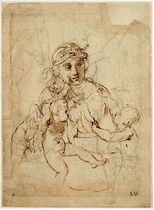 Raffaello - Caritas (Studie für die Predella der Grablegung Christi), 245r