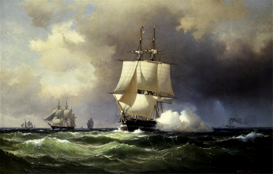 Rahsegler auf hoher See (Vilhelm Melbye)