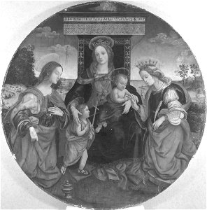 Raffaellino del Garbo - Mystic Marriage of Saint Catherine with the Magdalen and the Infant Saint John the Baptist - 1967.46 - Fogg Museum