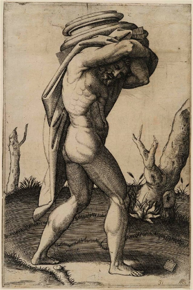 Raimondi - A Man Carrying the Base of a Column, P1206