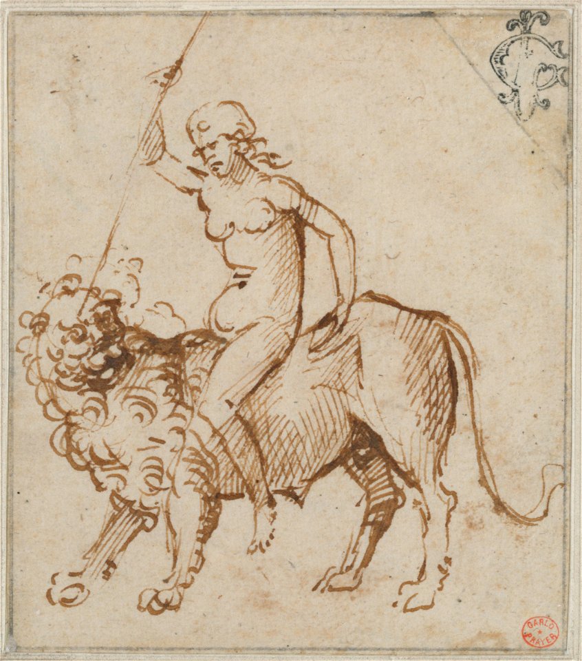 Raimondi - A Naked Woman Riding a Lion, 1353