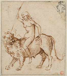 Raimondi - A Naked Woman Riding a Lion, 1353
