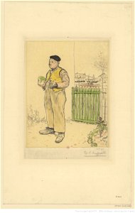 Raffaëlli - Le bonhomme venant de peindre sa barrière, btv1b53187034d