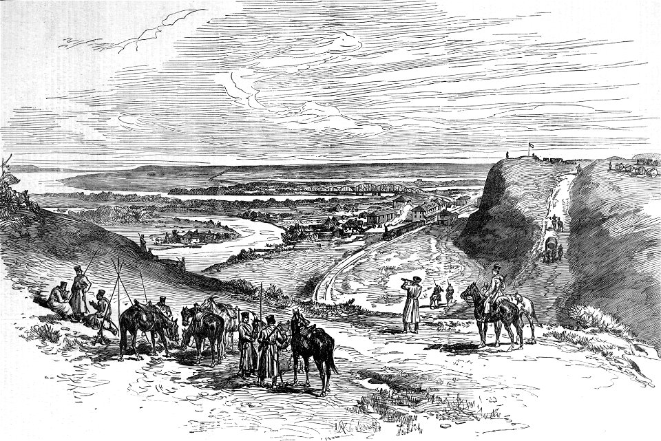 Railway bridge over the Sereth at Barboschi - View from the Plateau of Zighina