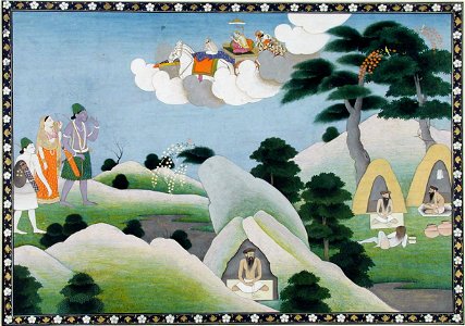 Rama, Sita and Lakshman approaching the hermitage of the sage Atri (6125136010)