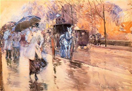 Rainy Day on Fifth Avenue 1893 Childe Hassam