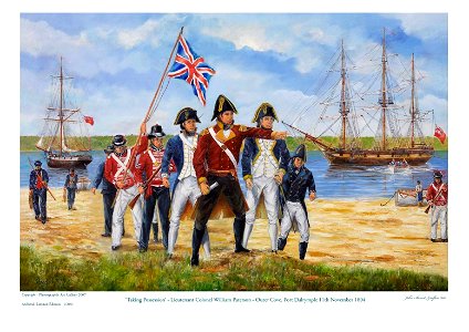 Raising the flag and taking possession of the Northern Van Diemen's Land for the Crown