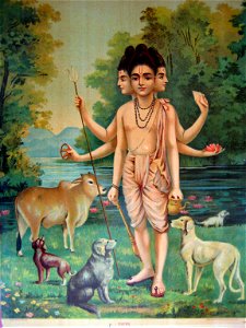 Raja Ravi Varma - Dattatreya. Free illustration for personal and commercial use.