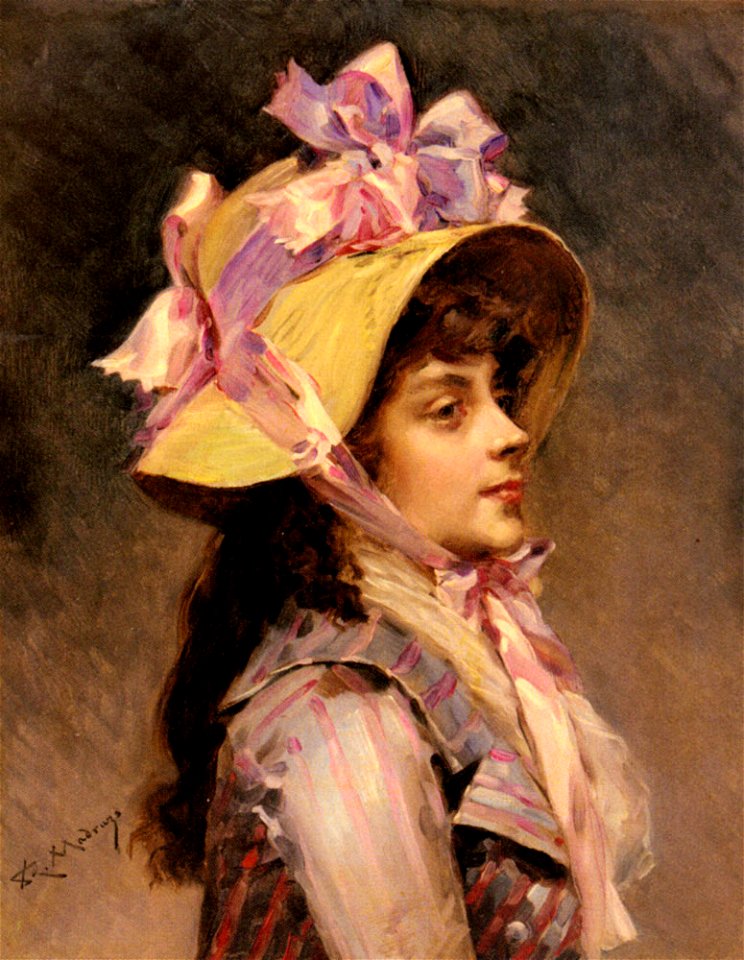 Raimundo Madrazo - Portrait Of A Lady In Pink Ribbons