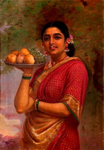 Raja Ravi Varma, The Maharashtrian Lady. Free illustration for personal and commercial use.