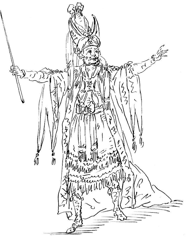 Rameau - Zoroastre - costume scetch by Louis-René Boquet, 1769 - Mr Gelin, Abramane (Grand prêtre d'Ariman) retouched