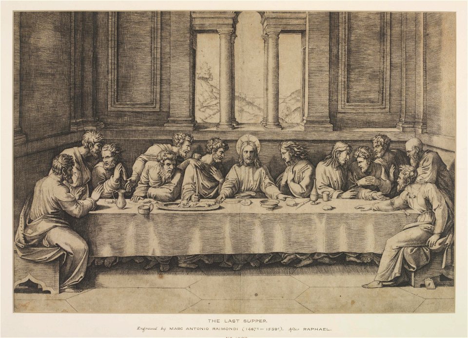 Marcantonio Raimondi (after Raphael) - The Last Supper