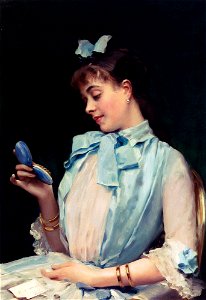 Raimundo Madrazo - Portrait Of Aline Mason In Blue. Free illustration for personal and commercial use.