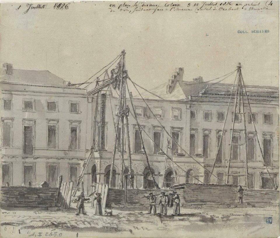 Placement des colonnes au palais du roi à Bruxelles, 1826
