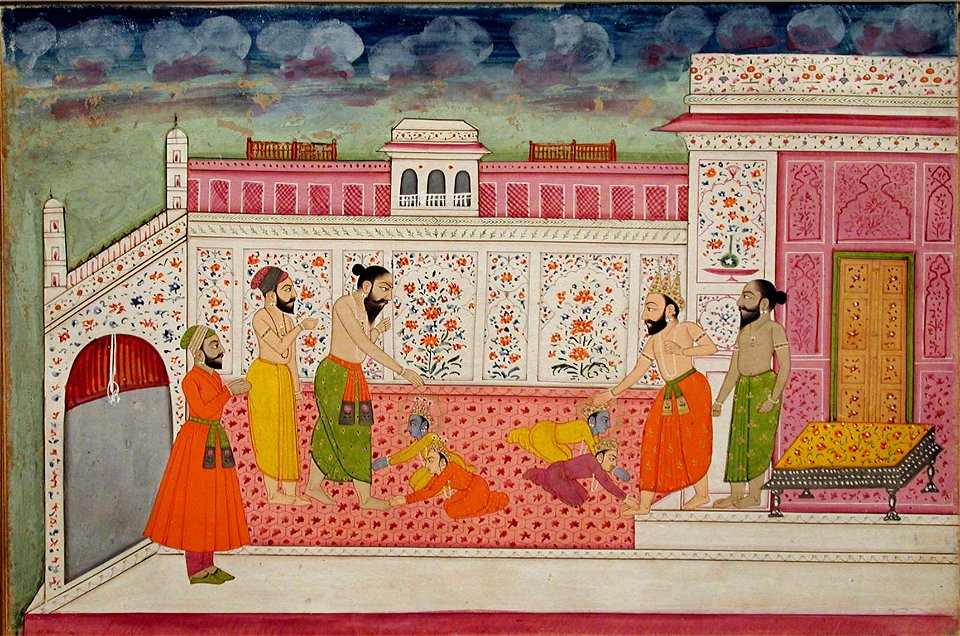 Rama and Lakshman take leave of Dasaratha and the priest (6125129408)