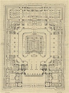 Plan d'un hôtel pour le siège centrale d'une banque d'état, projet de Tony Garnier pour le grand prix de Rome de 1899