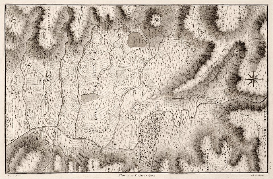 Plan de la plaine de Sparte - Le Roy Julien David - 1770