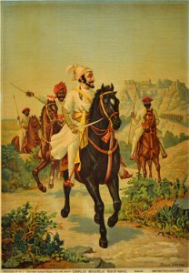 Raja Ravi Varma, Shivaji Maharaj (Oleographic Print). Free illustration for personal and commercial use.