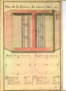 Plan de deux cuisines pour le capitaine et l'équipage sur un vaisseau de 1200 hommes