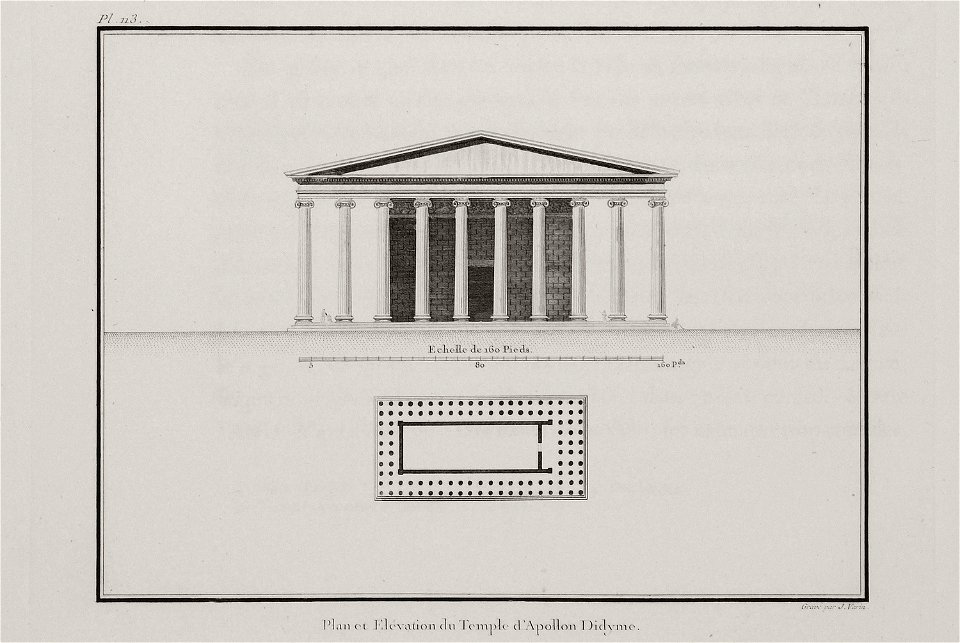 Plan et Elévation du Temple d'Apollon Didyme - Choiseul-gouffier Gabriel Florent Auguste De - 1782