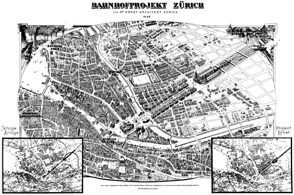 Plan Bahnprojekt Zürich Ernst 1900