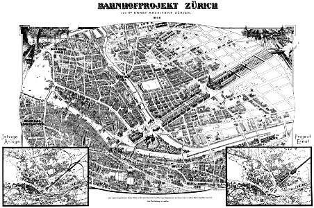 Plan Bahnprojekt Zürich Ernst 1900