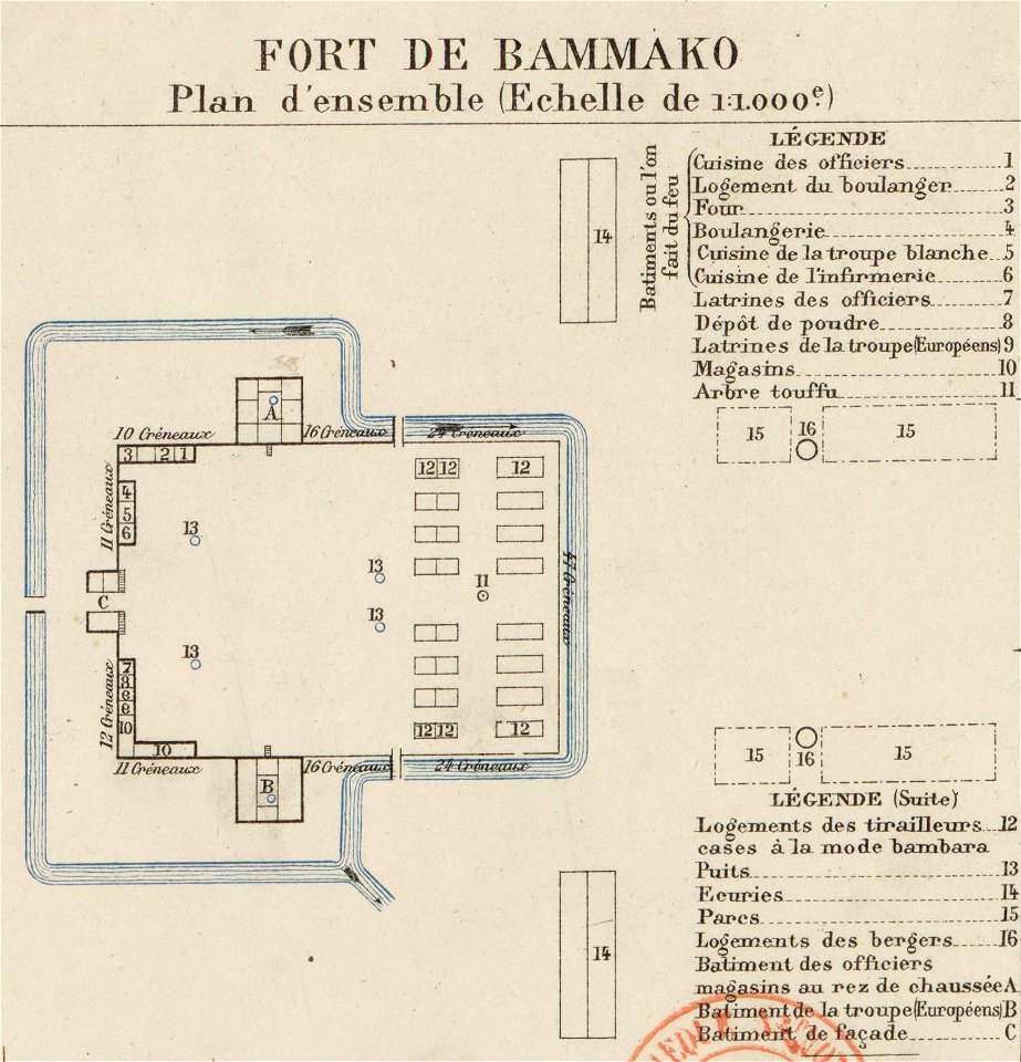 Plan du fort de Bamako