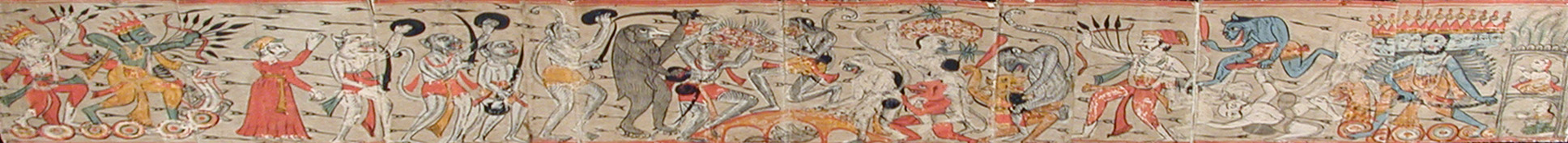 Rama and Katshnua with monkeys and bears cross the bridge toward Lanka (6124523871)
