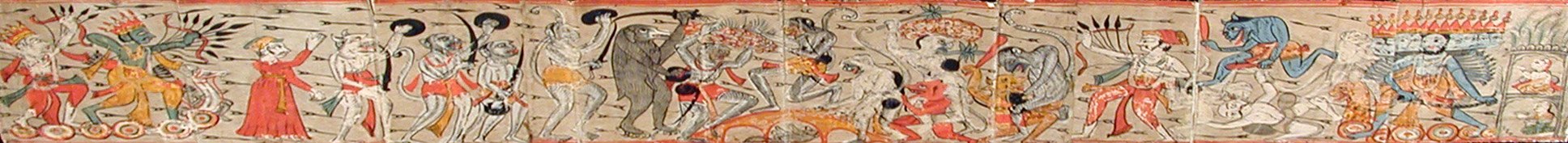 Rama and Katshnua with monkeys and bears cross the bridge toward Lanka (6124523871)