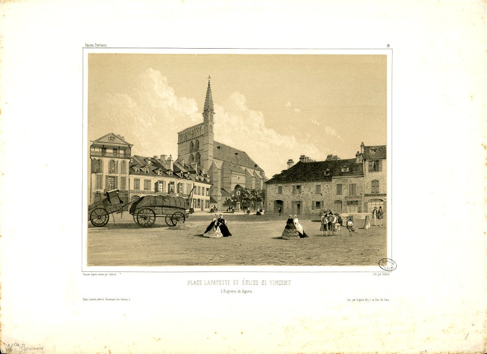 Place Lafayette et Eglise St. Vincent à Bagnères de Bigorre (18) - Fonds Ancely - B315556101 A AUBRUN 2 012