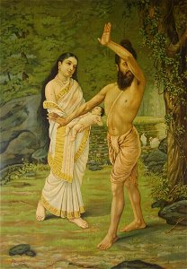 Raja Ravi Varma - Mahabharata - Birth of Shakuntala. Free illustration for personal and commercial use.