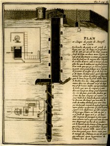Plan et coupe du puits de Joseph au Caire - Lucas Paul - 1720