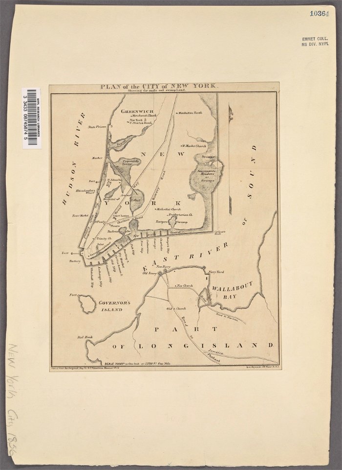 Plan of the City of New York, made and swamp land, Valentine's Manual 1856