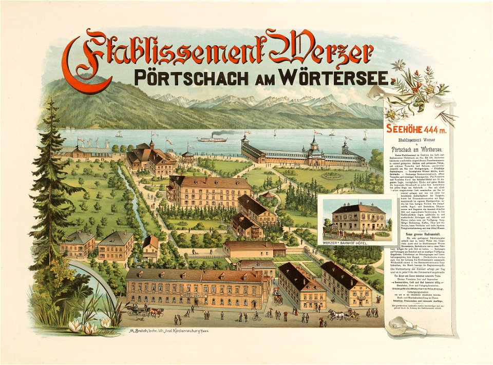 Plakat Etablissement Werzer Pörtschach am Wörthersee c1890