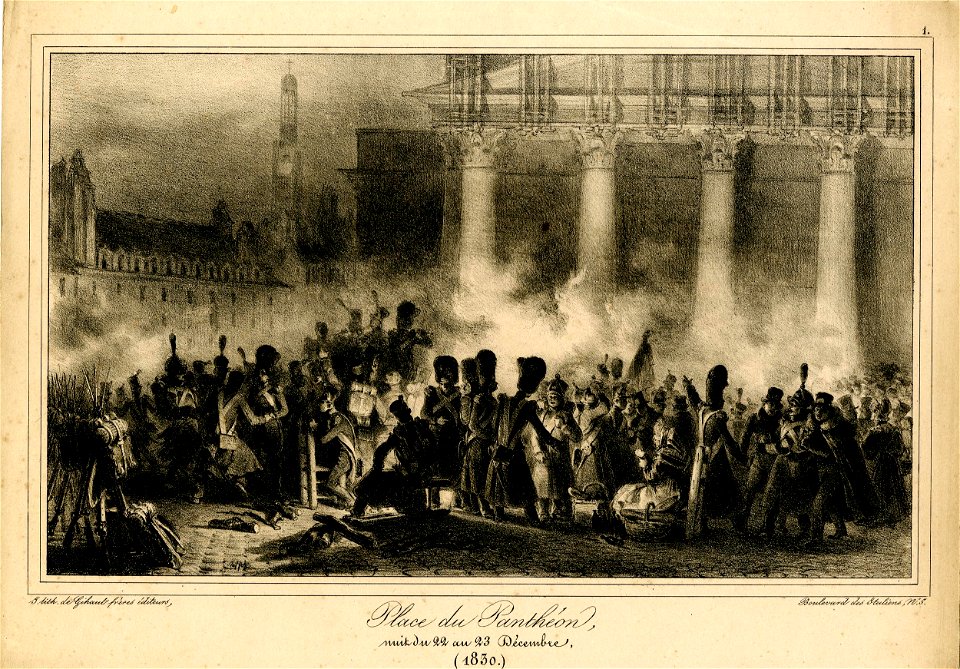 Place du Panthéon, nuit du 22 au 23 décembre (1830) (BM 1863,0725.404)